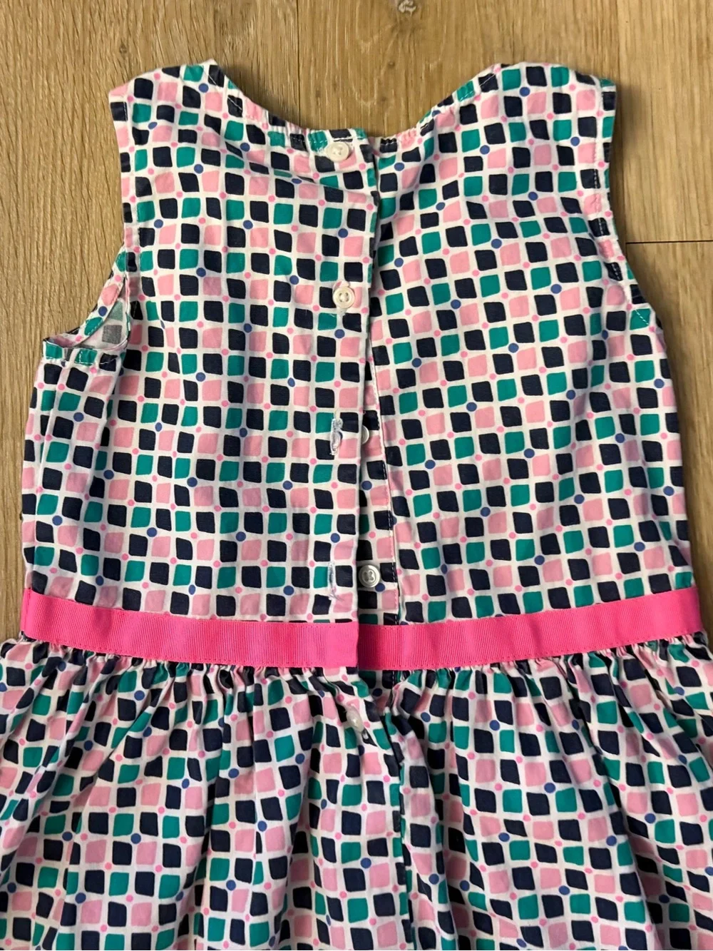 Gymboree Girl's Size 7 Pink & Teal Geometric Belted Dress